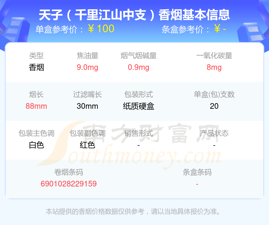 天子香烟中支的烟2024查询一览