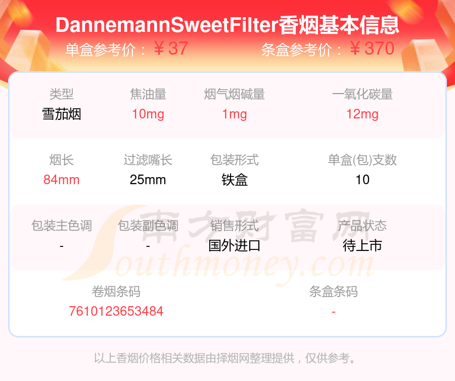 DANNEMANN(丹纳曼)香烟30元~40元的烟2024都有哪些？