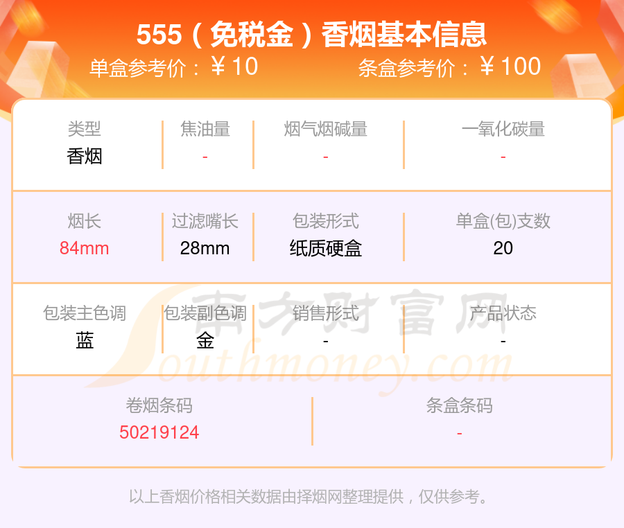 低于十元的555(三五)香烟2024查询一览