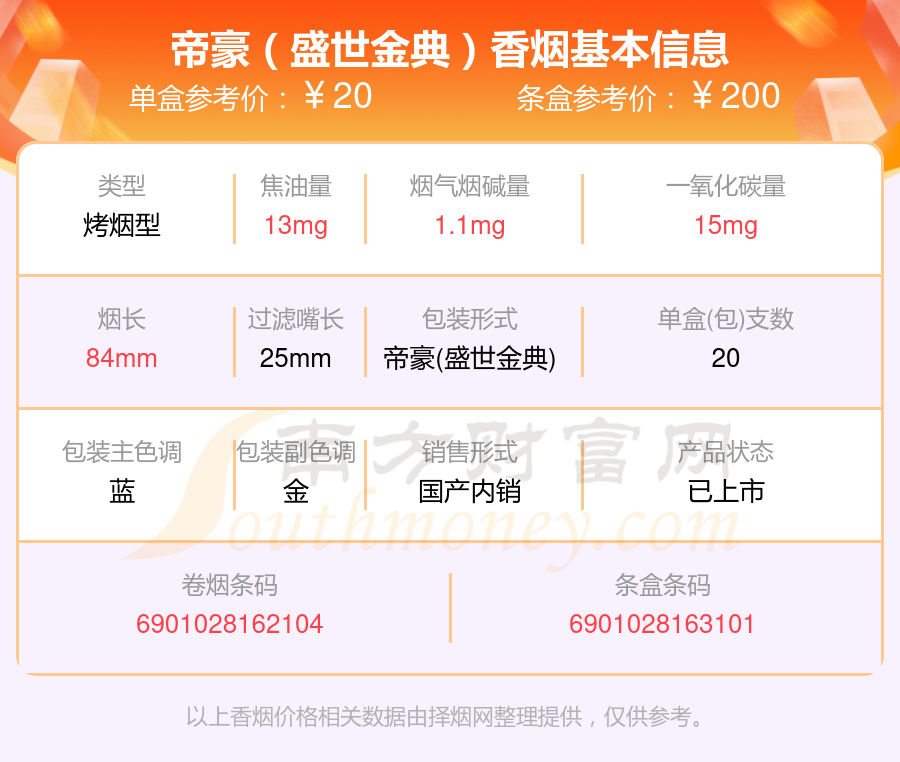 帝豪香烟20元~40元的烟列表一览