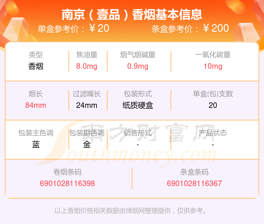 南京香烟20元~30元的烟2024查询一览