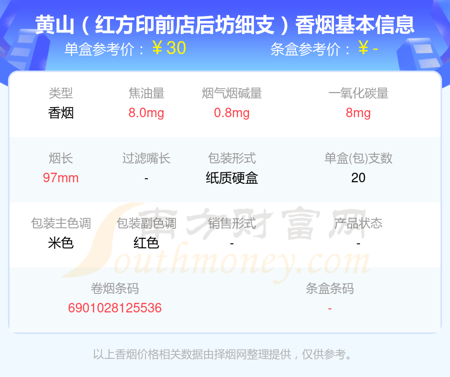 2024黄山香烟焦油量低于8mg的烟一览表