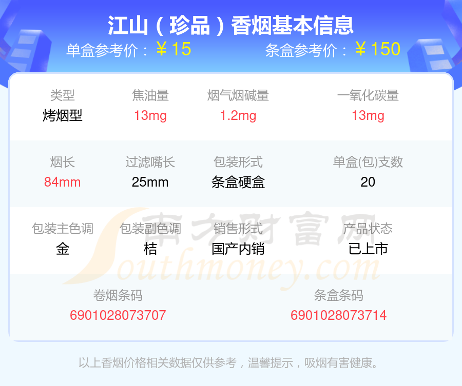 2024江山香烟焦油量8-15mg左右的烟查询一览