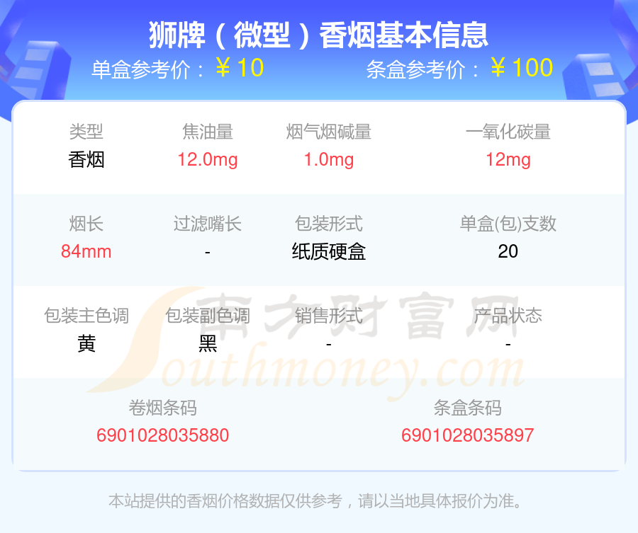 尼古丁10mg以下的狮牌香烟盘点