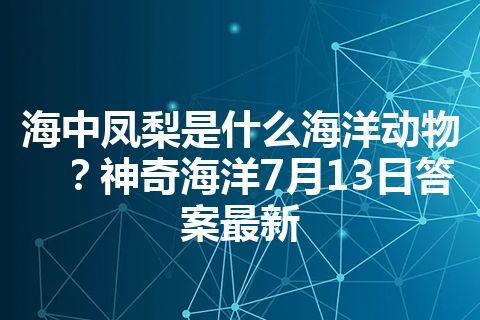 海中凤梨是什么海洋动物？神奇海洋7月13日答案最新